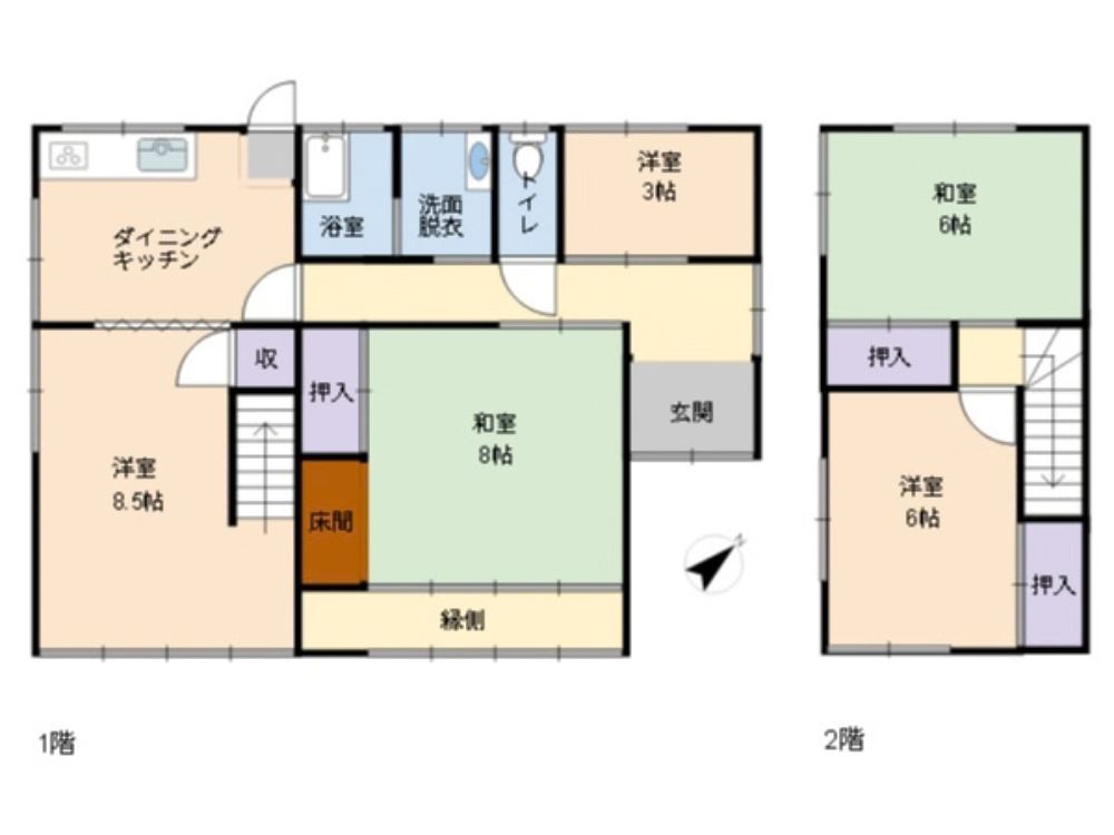 【出雲市大津町】600万円の中古戸建｜4DK+S・駐車2台可・大津町駅徒歩14分の間取り図